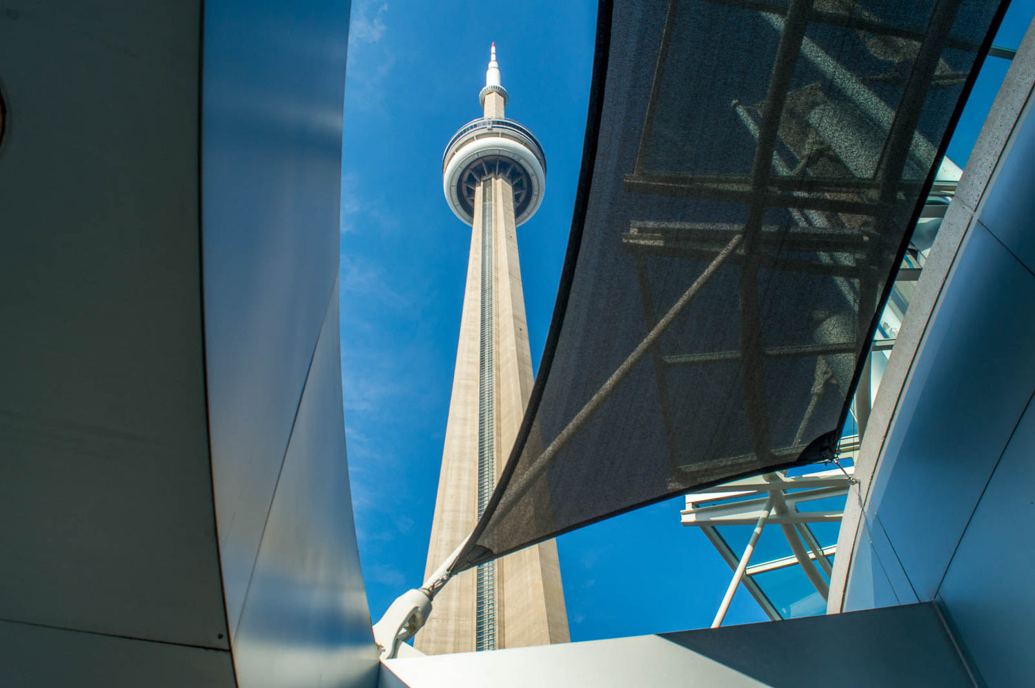 image of CN tower showcasing stylish shade sails