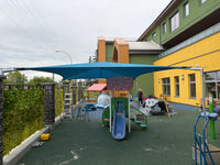 Waterproof shade sail at Children's Cottage playground