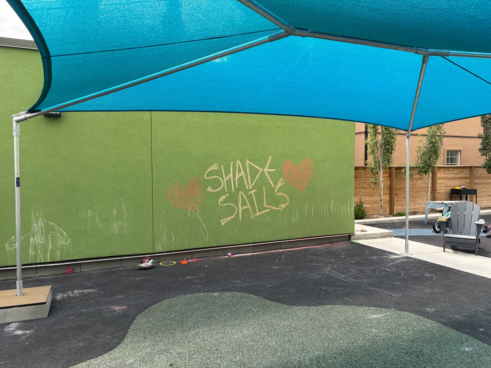 Custom shade sail installation at outdoor recreation area