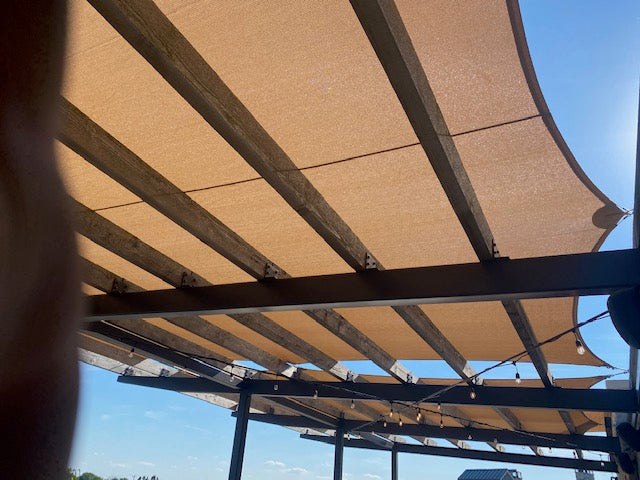 bottom view of patio pergola shade sail